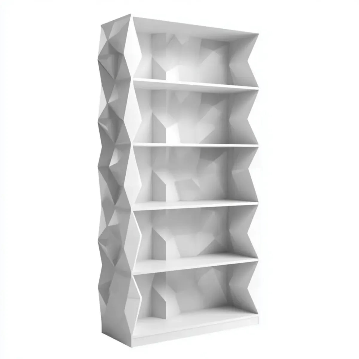 Bücherregal Weiß 90 x 35 x 180 cm aus MDF mit asymmetrischer Form