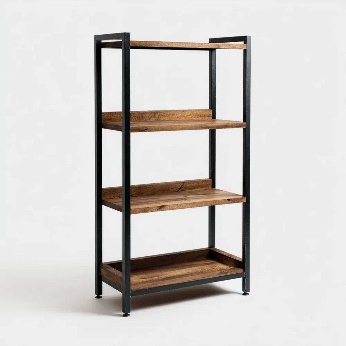 Standregal Bücherregal Braun Schwarz 80 x 35 x 180 cm Mangoholz Stahl rechteckig