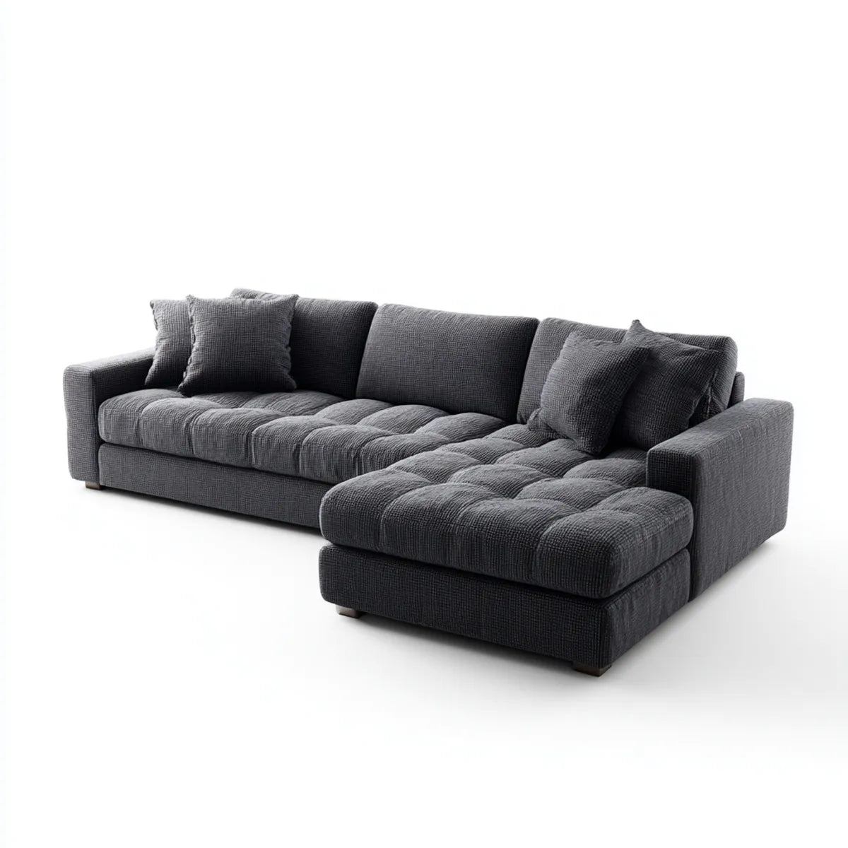 Ecksofa mit Recamiere Dunkelgrau 280 x 170 x 85 cm Polyester Feincord L-Form