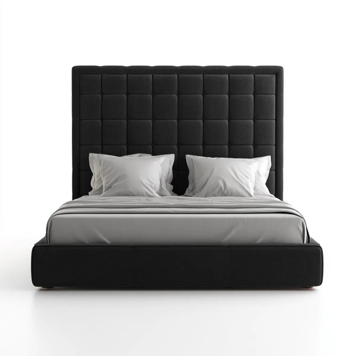 Polsterbett Doppelbett Schwarz 160 x 200 cm Polyester-Samt Rechteckig