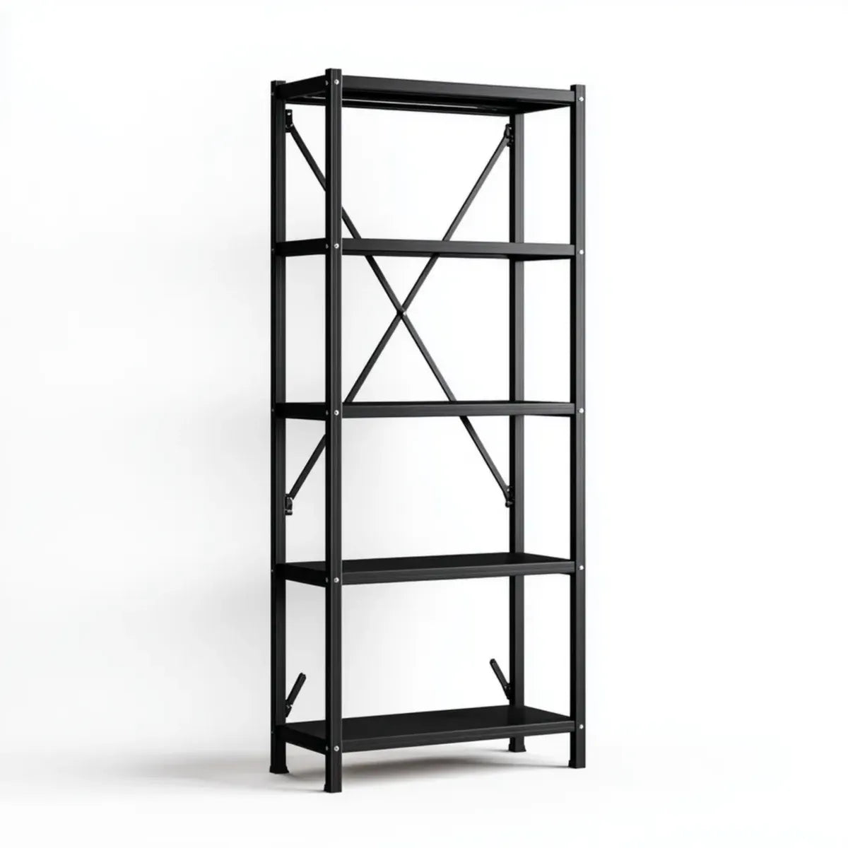 Schwerlastregal Schwarz 180 x 90 x 40 cm aus pulverbeschichtetem Stahl rechteckig mit 5 Regalböden
