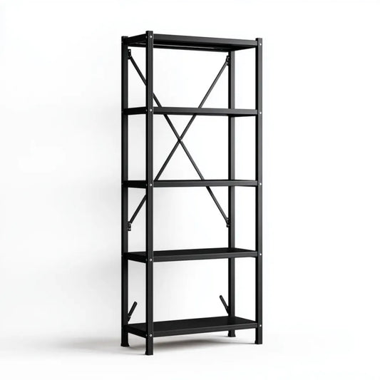 Schwerlastregal Schwarz 180 x 90 x 40 cm aus pulverbeschichtetem Stahl rechteckig mit 5 Regalböden