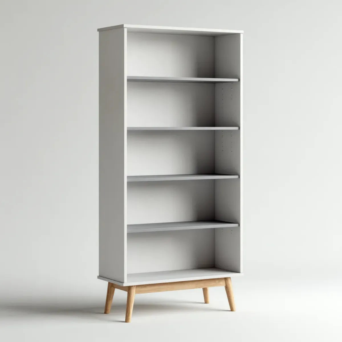 Bücherregal Weiß 60 x 30 x 180 cm aus melaminharzbeschichteter Spanplatte rechteckig mit 5 Fächern