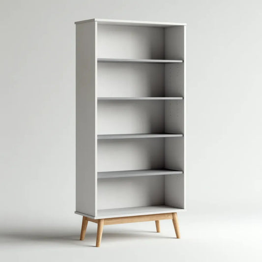 Bücherregal Weiß 60 x 30 x 180 cm aus melaminharzbeschichteter Spanplatte rechteckig mit 5 Fächern