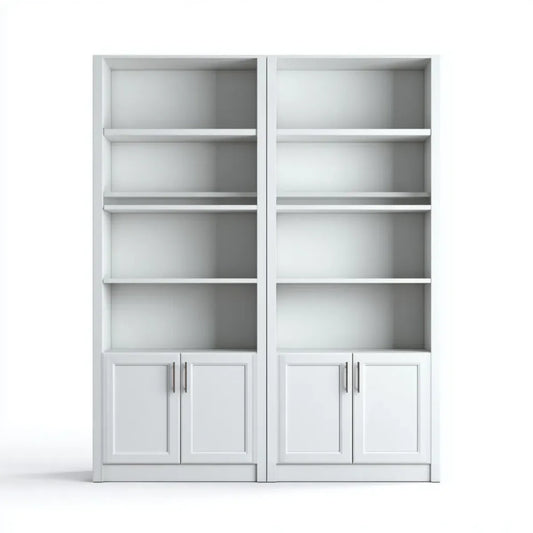 Bücherregal 2er Set Weiß 160 x 30 x 200 cm MDF Rechteckig mit 4 Türen