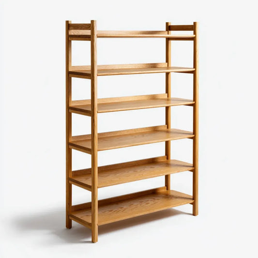 Bücherregal Standregal Natur 90 x 35 x 180 cm aus Eiche Massivholz rechteckig mit 6 Regalböden