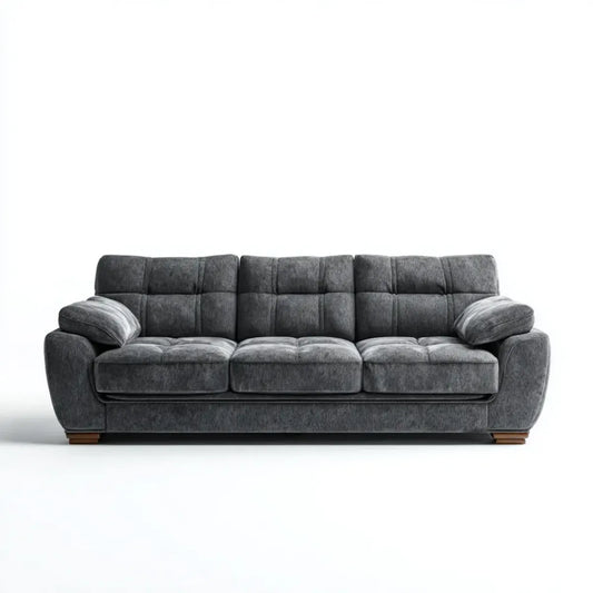 3-Sitzer Sofa Dunkelgrau mit Polyester-Mikrofaserbezug gerade 225 x 95 x 92 cm