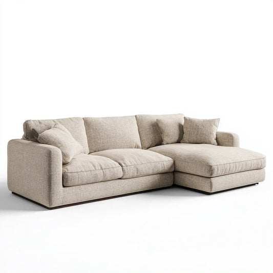 Ecksofa mit Recamiere rechts Beige 280 x 170 x 85 cm Polyester Rechteckig