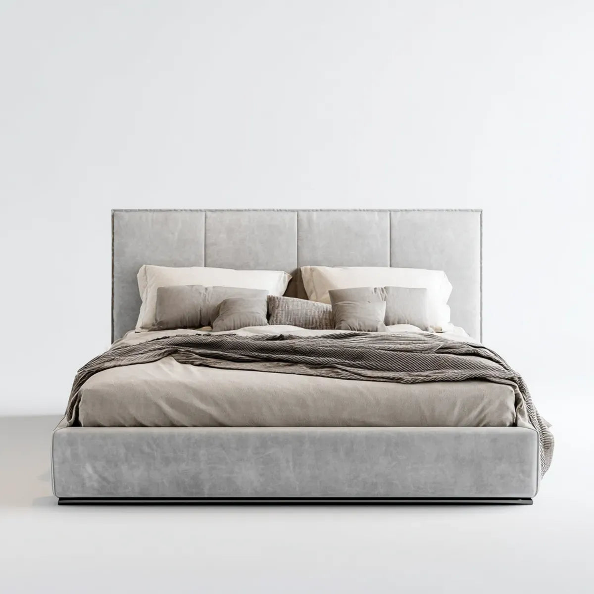 Polsterbett Doppelbett Grau 180 x 200 cm Polyester-Samt Rechteckig
