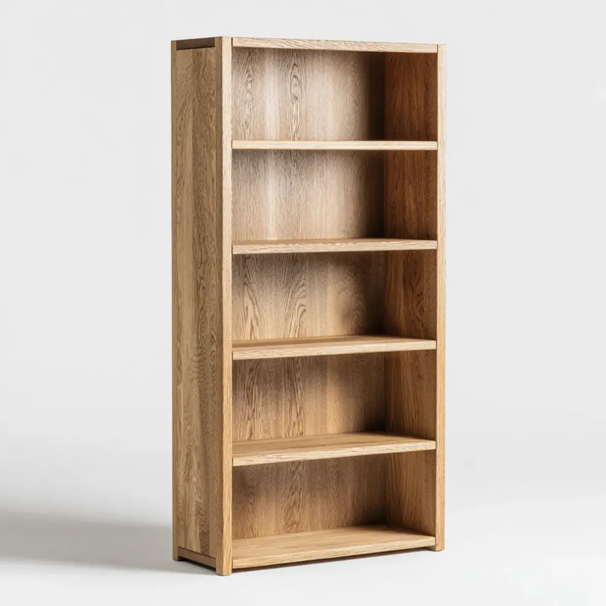 Bücherregal Eiche natur 80 x 30 x 180 cm Eichen-Massivholz rechteckig mit 5 Regalböden