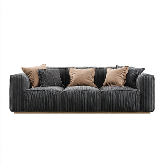 3-Sitzer Sofa Dunkelgrau 220 x 96 x 82 cm Polyester-Cord Rechteckig