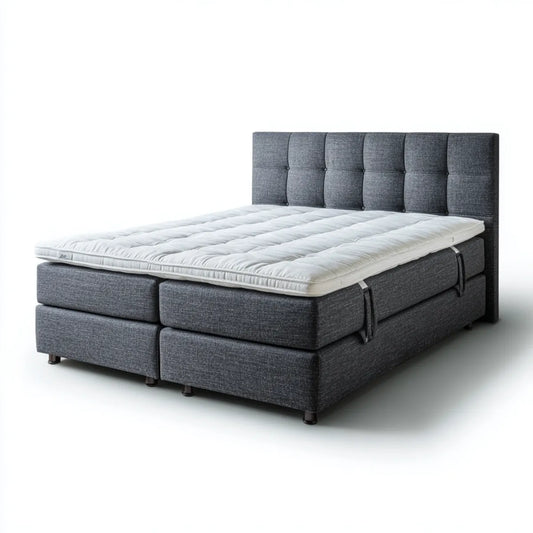 Boxspringbett Doppelbett Dunkelgrau 180 x 200 cm mit gepolstertem Kopfteil und Topper