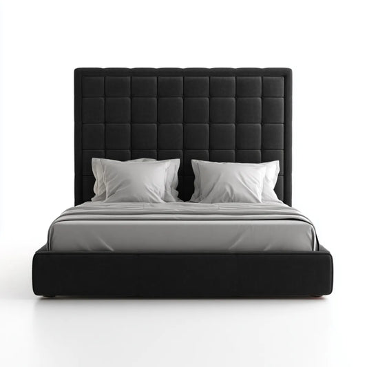 Polsterbett Doppelbett Schwarz 160 x 200 cm Polyester-Samt Rechteckig